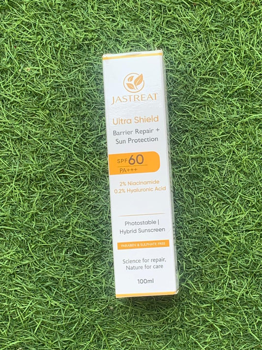 JASTREAT Ultra shield sunscreen SPF 60 PA+++ with 2% Niacinamide (100ml)