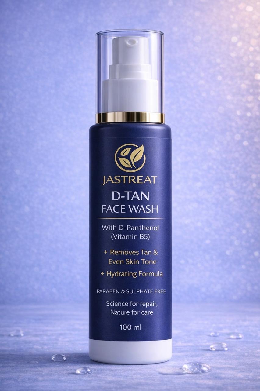 JASTREAT D-Tan Face Wash with D-Panthenol (Vitamin B5) for Tan Removal & Brightening (100ml)