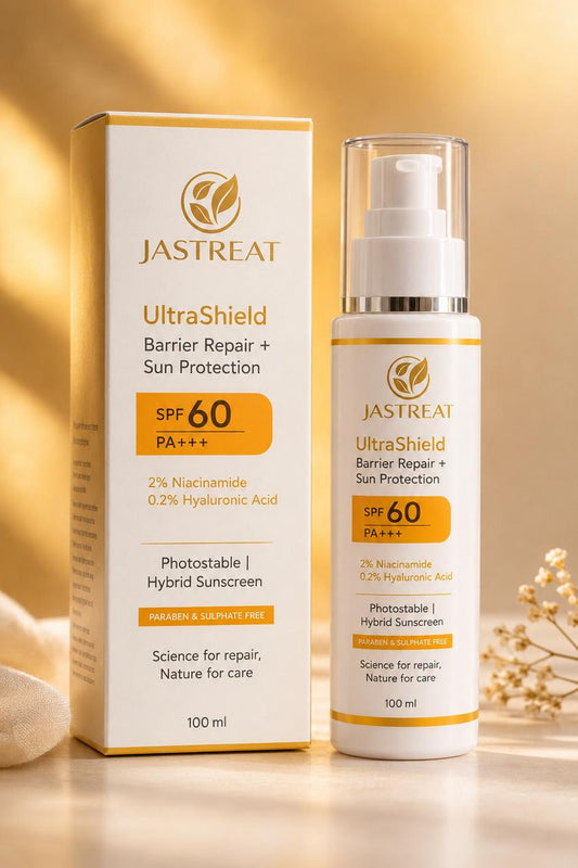 JASTREAT Ultra shield sunscreen  SPF 60 PA+++ with 2% Niacinamide (100ml)